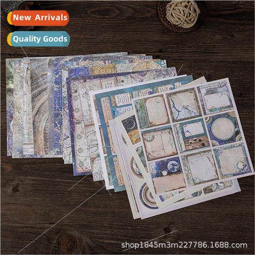 Universe 20 pcs material paper vintage blue series  floral b