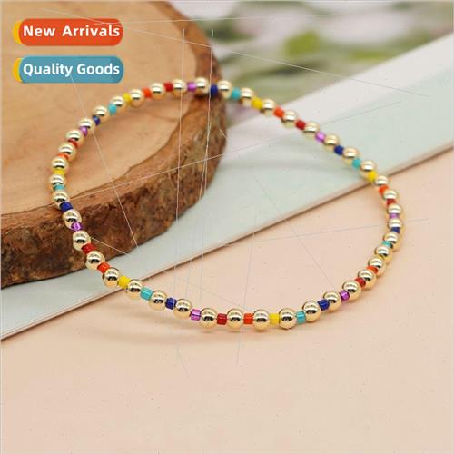 ght luxury gas gold-plated copper bead  inter-colored beige