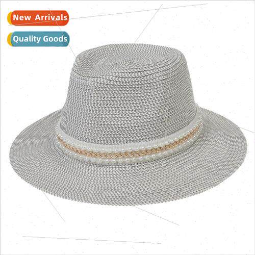 Summer foldable large brim raffia Panama straw hat square bu