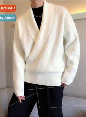 Koreas autumn and winter  of solid color V-neck pendant drap