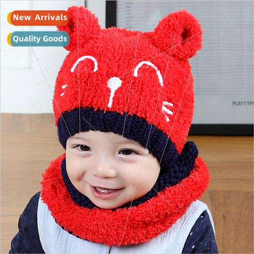 New childrens fall and winter woolen cap kitten modeling plu