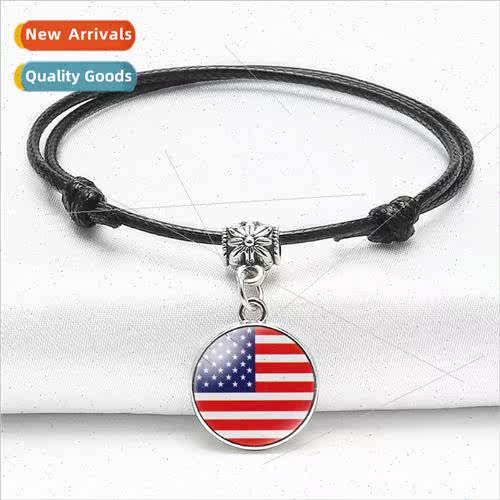 North America Flag Pattern Time Gemstone Bracelet mple Adjus