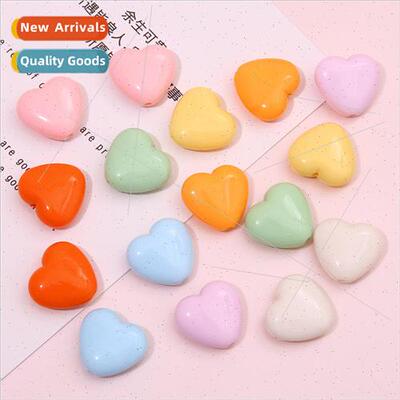 mple  acrylic glossy peach heart beads beaded jewelry handma