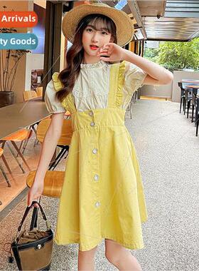 Girls casual suit girls dress summer 2023 new 适用eign- midd
