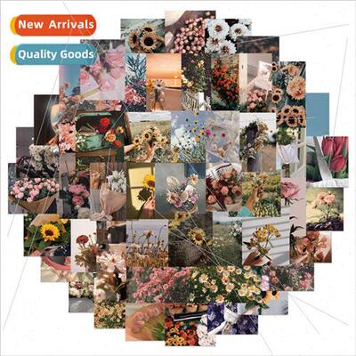 52pcs of retro literary floral stickers DIY decorative lugga