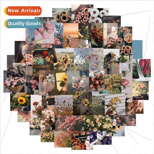 52pcs of retro literary floral stickers DIY decorative lugga