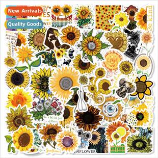 50 sunflower stickers ins wind small fresh sunflower decorat