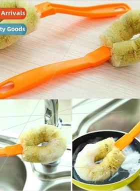 Rein适用ced Hemp Fiber Pot Brush Dishwashing Brush Long Hand