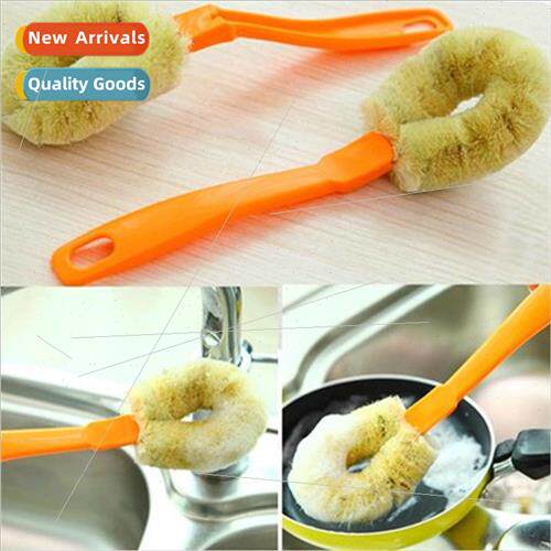 Rein适用ced Hemp Fiber Pot Brush Dishwashing Brush Long Hand
