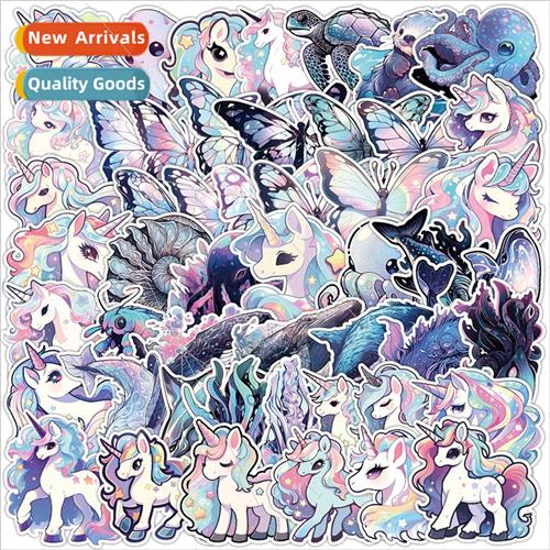 50 unicorn holographic stickers cell phone water cup luggage