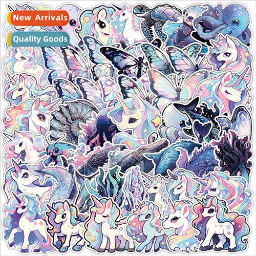 50 unicorn holographic stickers cell phone water cup luggage