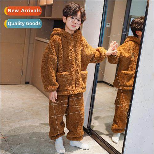Childrens pajamas boys fall and winter coral fleece thickene