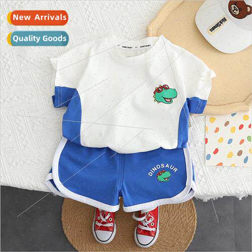 022 summer new boys cartoon round neck short-sleeved suit bo