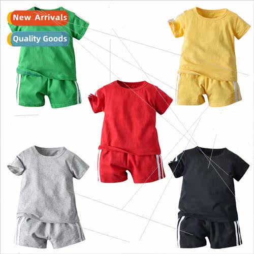 Summer childrens short-sleeved pullover t-shirt shorts multi
