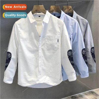 Ox适用d spinning retro white Hong Kong  long-sleeved shirt m