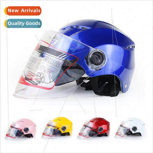 Electric motorcycle helmet four seasons half helmet leather