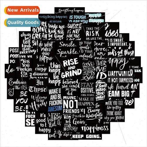 61pcs of black background inspirational English graffiti sti