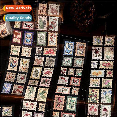 Stickers long tape Age post office series vintage stamps no