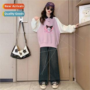 fall 2023 new Girls childrens sweater female cartoon Kulome