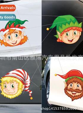 D-1009 Christmas Old Man Theme Car Sticker Moose Reindeer Gr