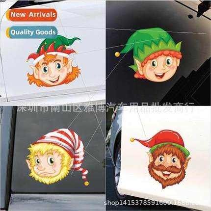 D-1009 Christmas Old Man Theme Car Sticker Moose Reindeer Gr