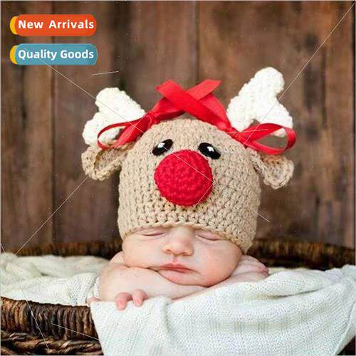 Christmas gift Christmas elk handmade hat red mouth Christma