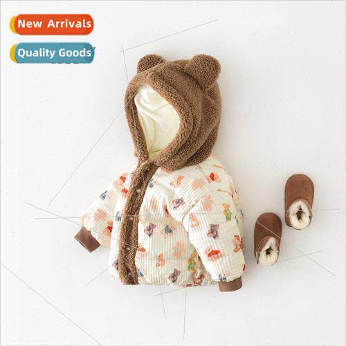 Baby winter cotton jacket jacket boys and girls fun bear ful