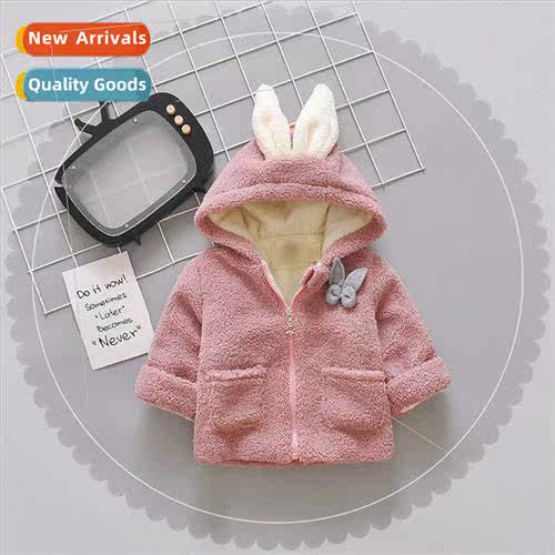 Winter childrens padded hooded cotton jacket female baby tod