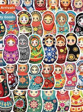 52 cartoon Russian nesting dolls creative graffiti stickers