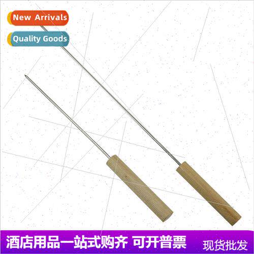 Wooden handle barbecue skewer stainless steel thickened outd