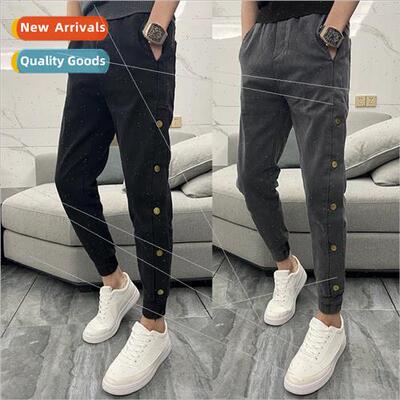Casual spring and fall new mens denim leggings black Slim bi
