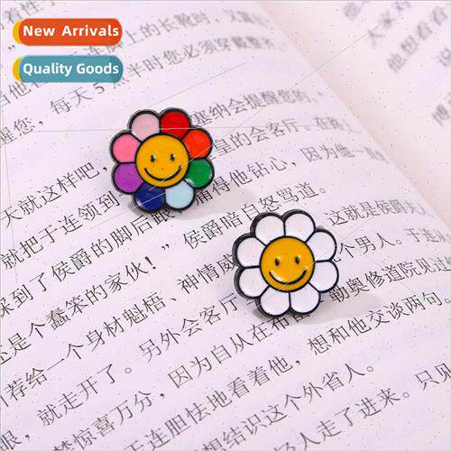 New colorful sunflower smiley face painting alloy oil drop b