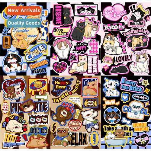 8 American sweet cool cute pet dress up stickers DIY phone c