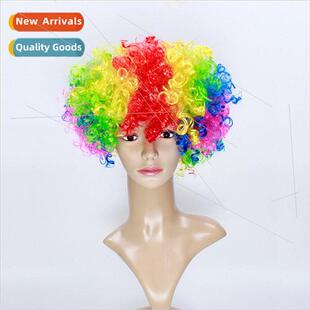 weird props cos wig head headgear bang Clown colorful