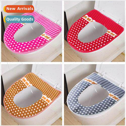 Dot plush thickened toilet seat sticky buckle anti-fouling c