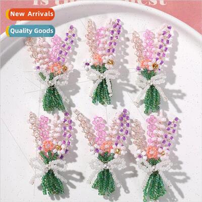 Dopamine colorful bow wheat bouquet diy handmade weaving bea