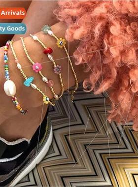 Multi che Design Pearl String Boho Small Bracelet Beach Jewe