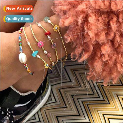 Multi che Design Pearl String Boho Small Bracelet Beach Jewe