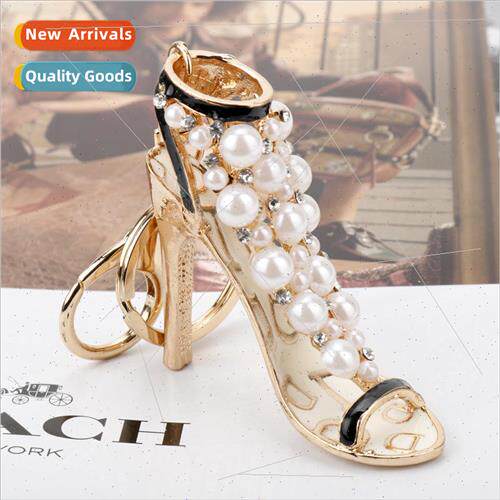 Korean fashion pearl high-heeled shoes keychain car pendant