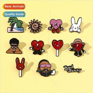 Bad Bunny plush New Badge Brooch Pin Metal