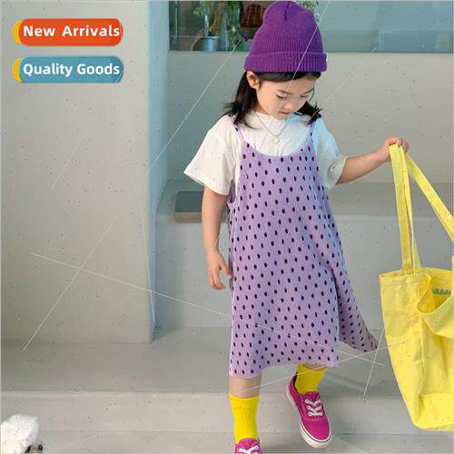 Girls dress set summer Korean  of the polka dot halter under