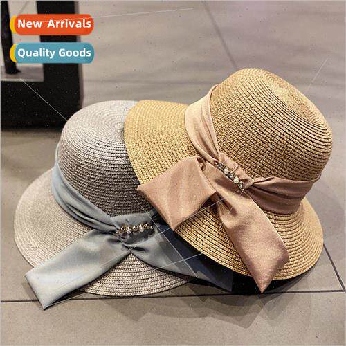 Ins section straw hat female summer foldable beach hat face