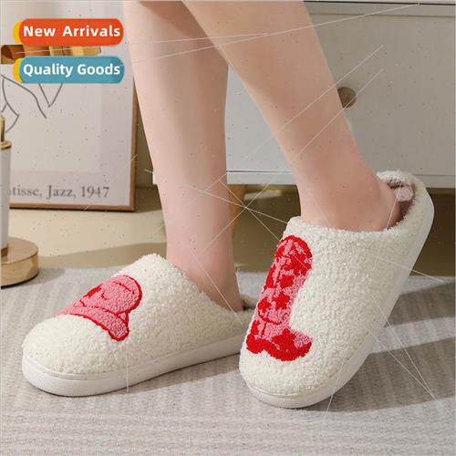 New cozy home cute cartoon boots  winter cotton slippers men