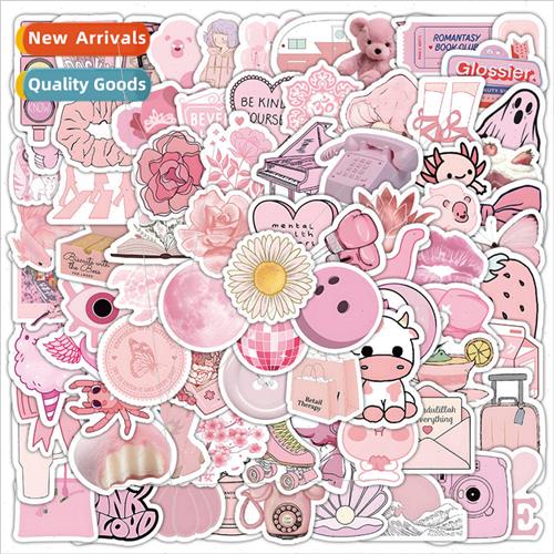 100 pink objects stickers small fresh girl heart cell phone