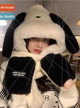 Gloves hat scarf three-piece winter female Pacha puppy cute