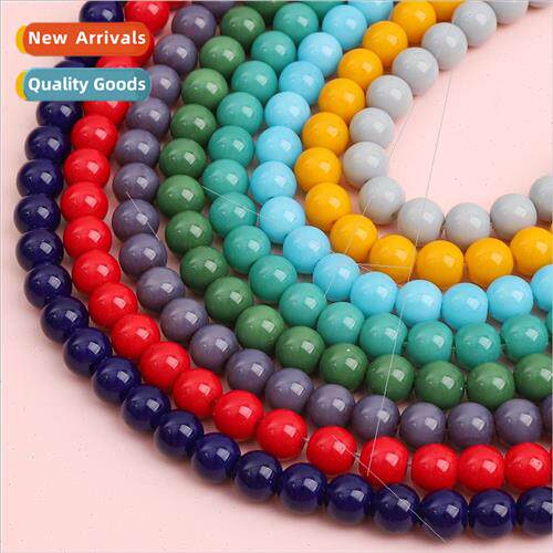 8mm hundred match solid color vintage glass round beads diy