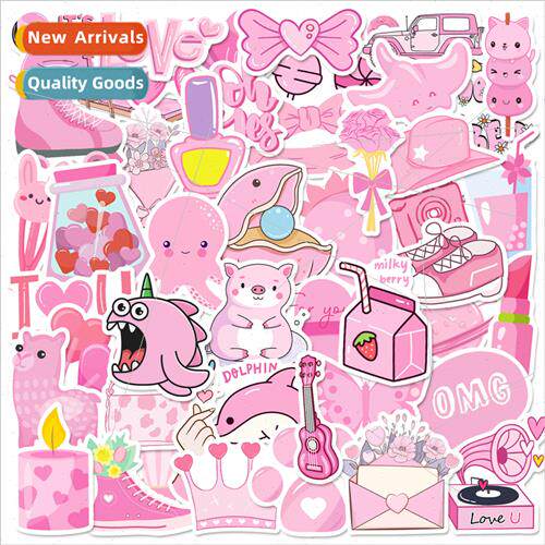 50 color mix and match alpaca pink stickers new small fresh