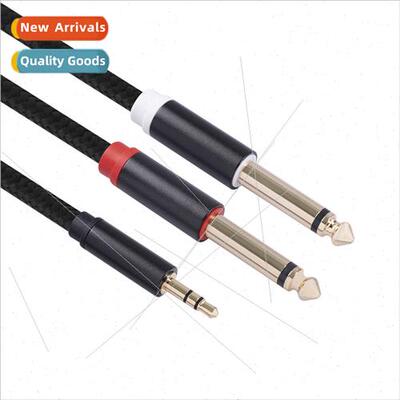 Ample zinc alloy gold-plated head 3.5 male to dual 6.35 audi
