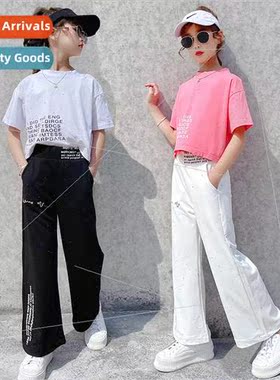 Childrens clothing 2023 new girls casual suit summer  of mid