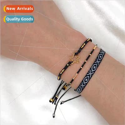 ins niche design punk  personalized stars handmade braided b